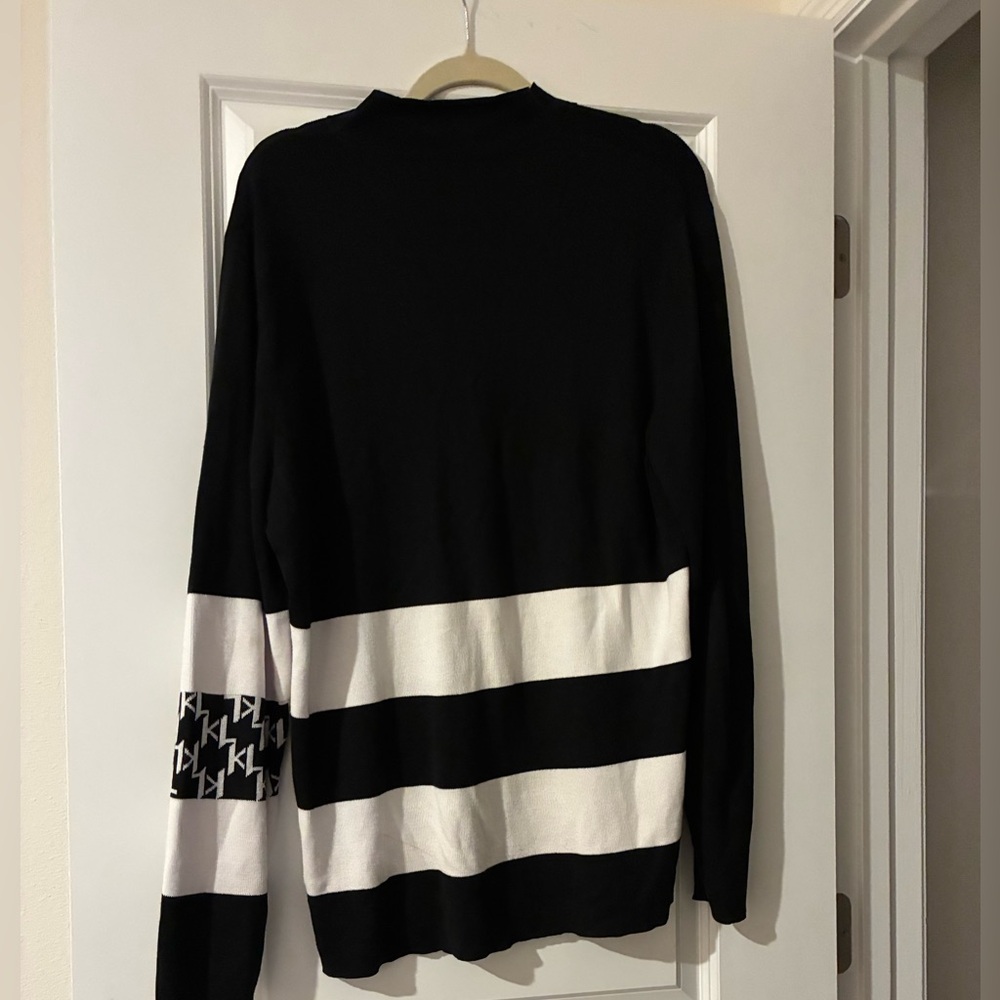 Karl Lagerfeld Black and White Cowl Neck Sweater